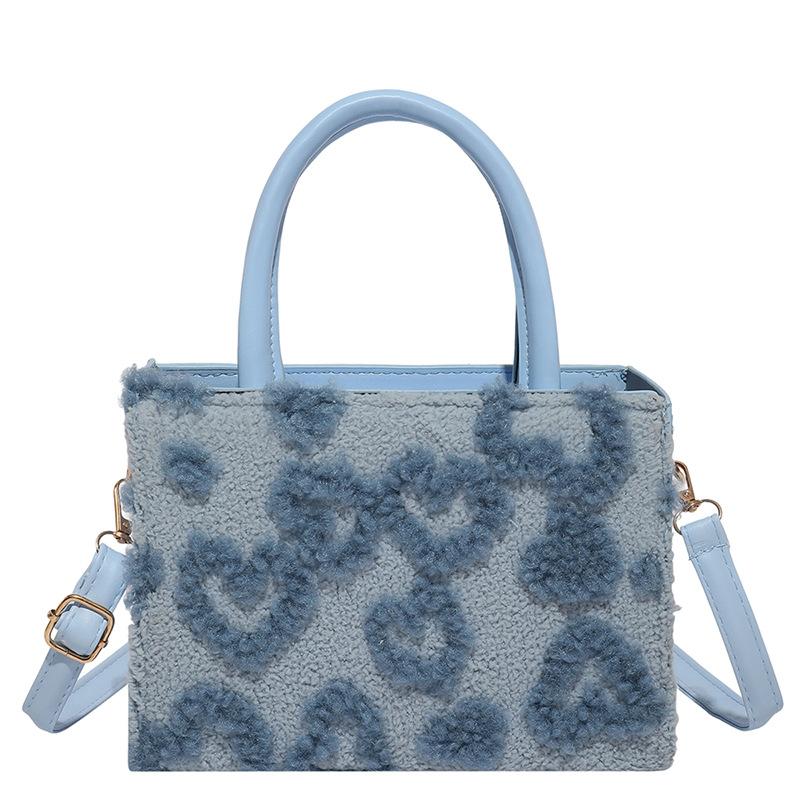 Large capacity portable travel sweet cute girl love makeup tote bag women's plush shoulder messenger bag