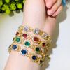 S0165 Hand Jewelry Super Flash Zircon Flower Bracelet Real Gold Plating