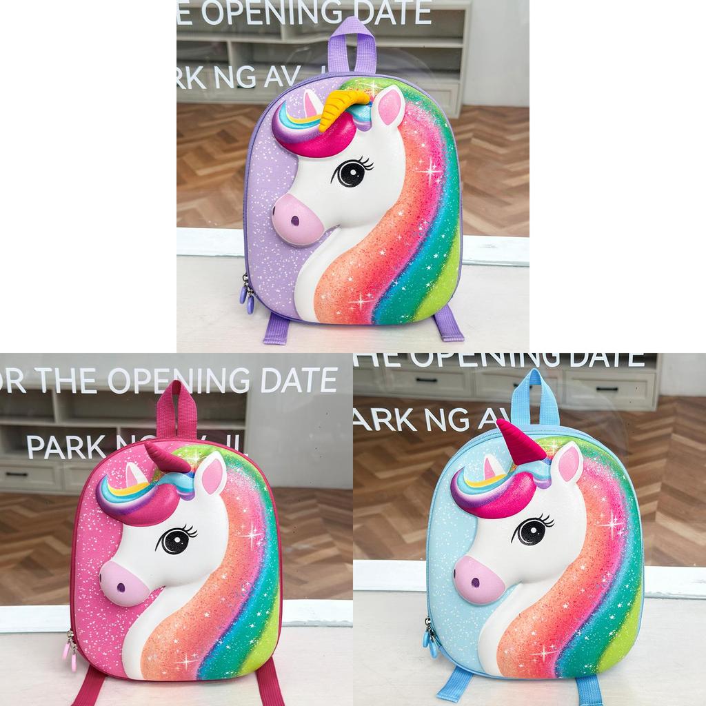 Cartoon Unicorn Eva Kids School Backpack With Glitter Hard Shell For Preschoolers