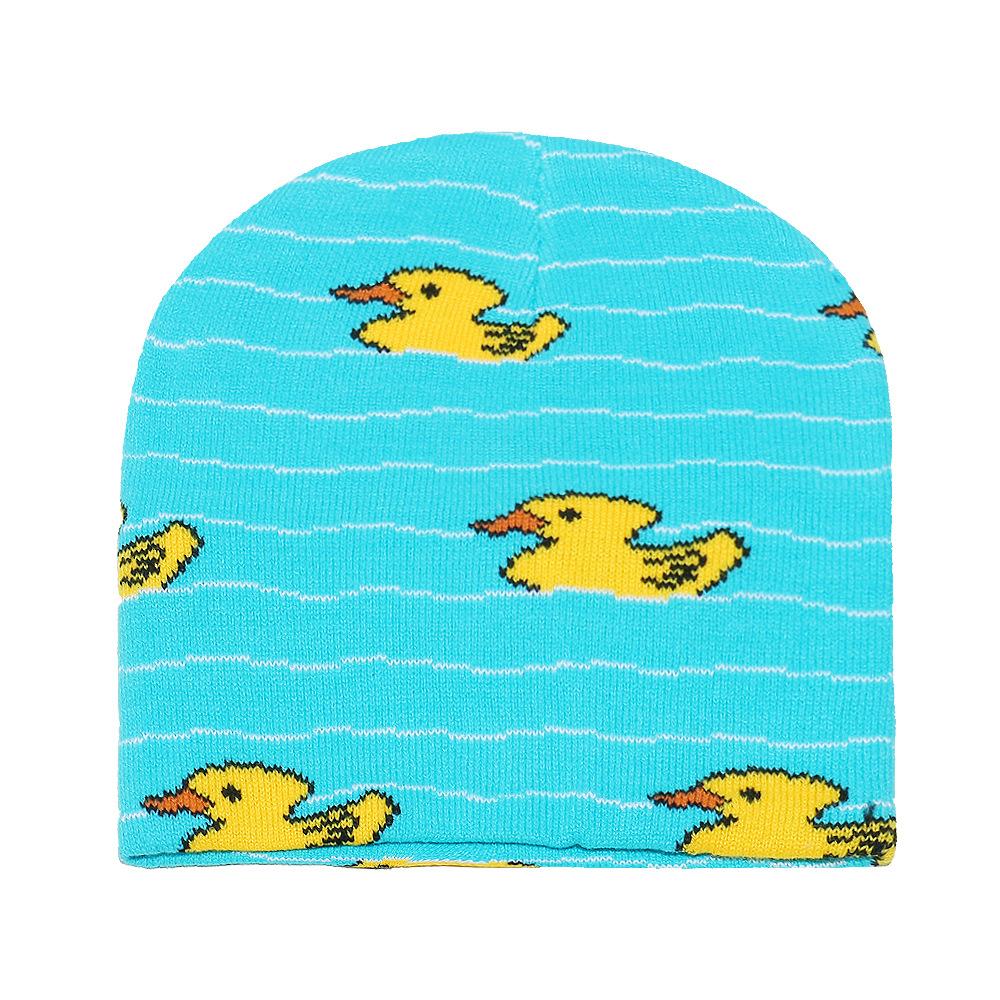 Shein autumn and winter cute warm knitted hat ear protector butterfly little yellow duck frog pullover hat wool hat female