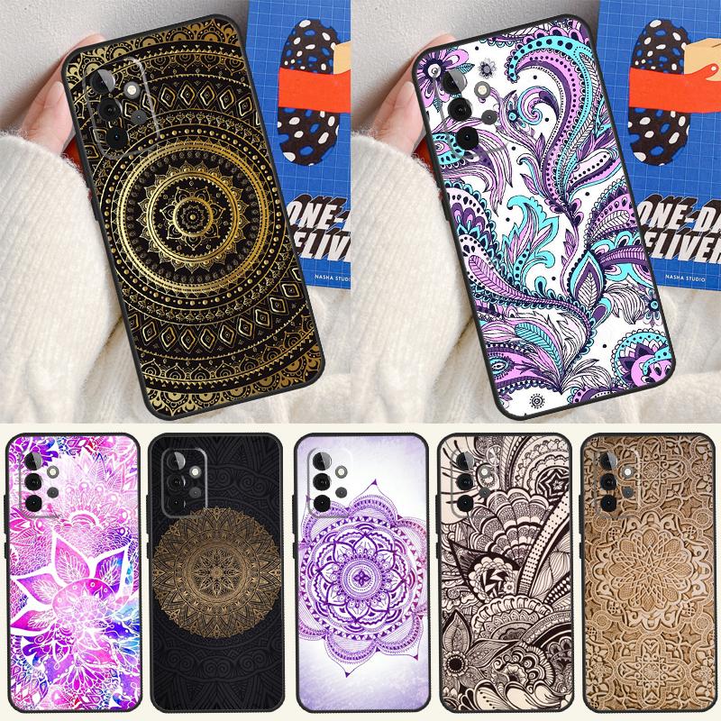 Indian Floral Henna Mandala For Samsung Galaxy A55 A35 A15 A54 A34 A14 A53 A33 A13 A05 A06 A16 A22 A32 A52 Phone Case