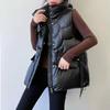 Donna Autunno Inverno Soild Colore brillante Addensare Capispalla Cotone imbottito Colletto alla coreana Senza maniche Giacca calda Cappotto Gilet