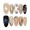 10pcs Handmade Korean Press on Nails Sweet Cool Star Pink White Fake Nail Tips Wearable Summer Night Sky Almond False Nails