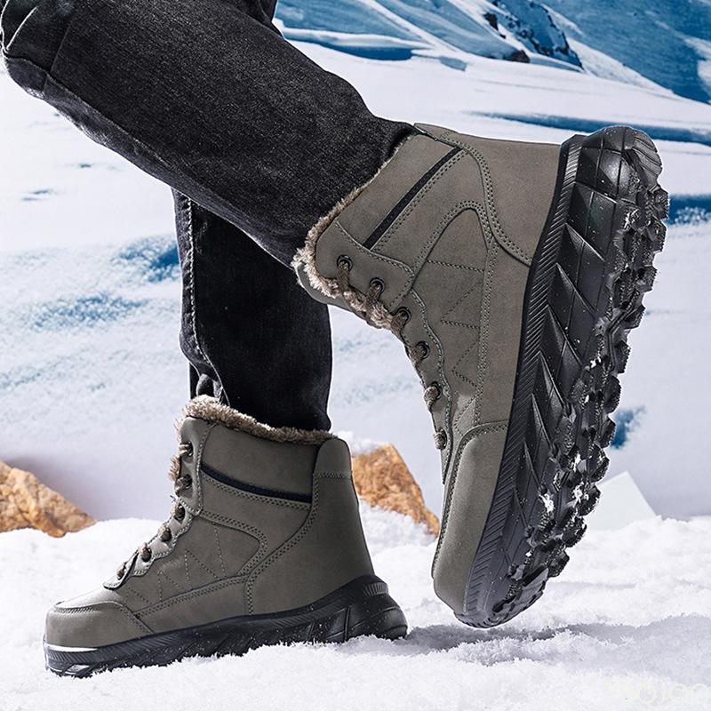 Winter high top outdoor warm snow boots casual comfortable men's hiking shoes fashionable  versatile cotton boots