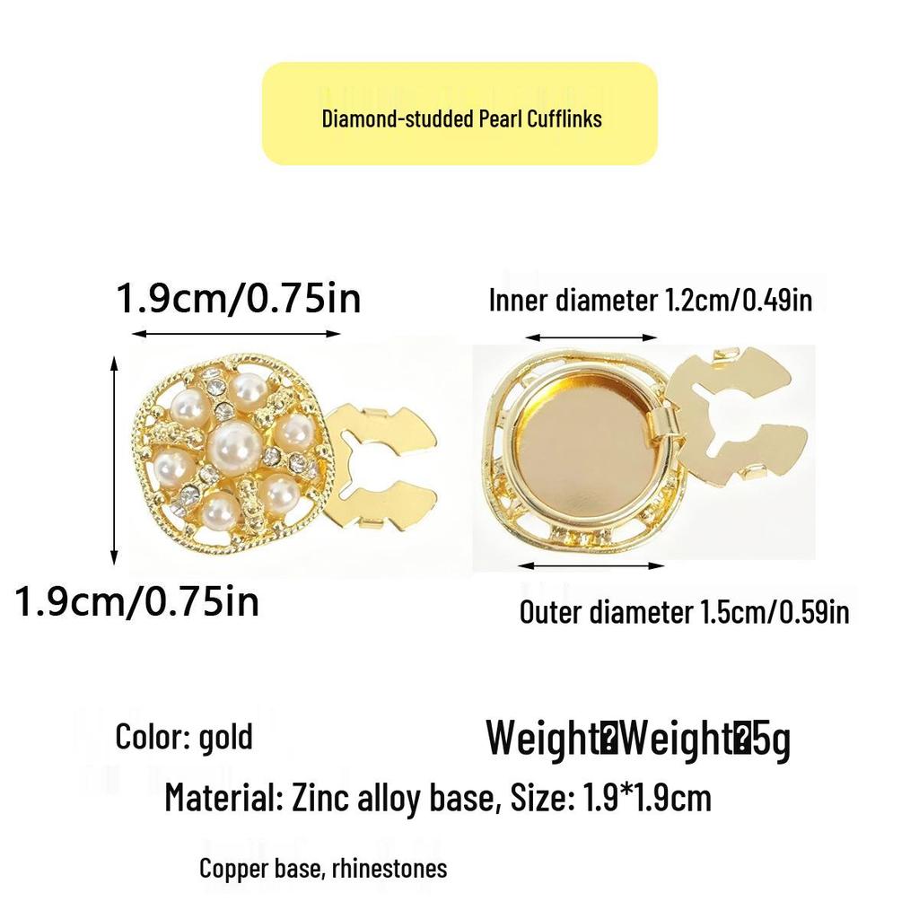 Exclusivas Abotoaduras de Pérola com Cravejamento de Diamantes: Acessórios Elegantes para Botões de Jaqueta e Camisa