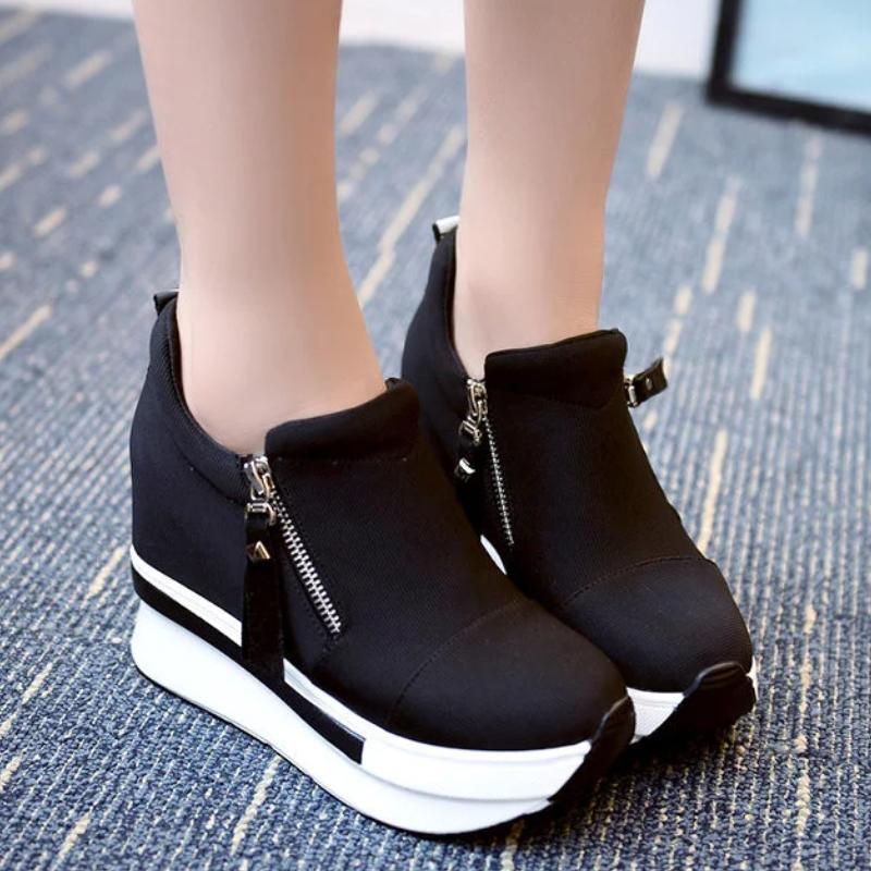 Minimalistické boty na svahovou trať 2024 Nové dámské ležérní pohodlné vnitřně zvýšené plátěné dámské Zapatillas De Deporte Platform Trafza
