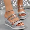 Women's Wedges Sandals Luxury Platform Slippers Sexy Open Toe Women Shoes Shiny High Heels Women Beach Shoes