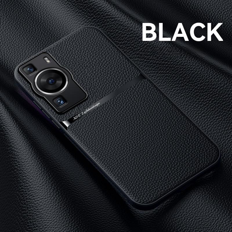 For Huawei P60 Pro Case Car Magnetic Holder Leather Phone Case For Huawei P 60 60Pro Soft Silicone Shockproof Bumper Back Cover