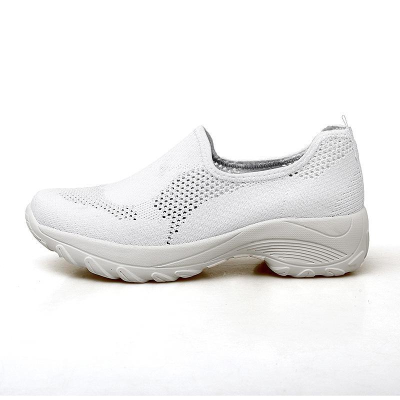 Large size spring middle-aged mother shoes breathable fly-woven one-pedal platform casual shoes women
