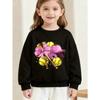 European sizes Kids' Black Sweatshirt with Softball and  Bow Print for Casual Wear and Sports Activities