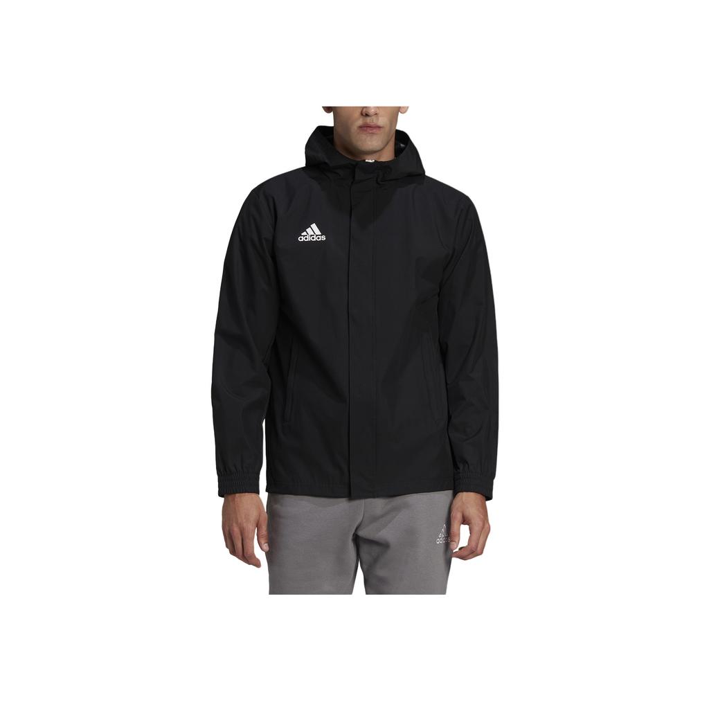 Adidas Chaqueta para Hombre Entrada 22 Todo Clima Color Sólido con Capucha Manga Larga Chaqueta Negro HB0581