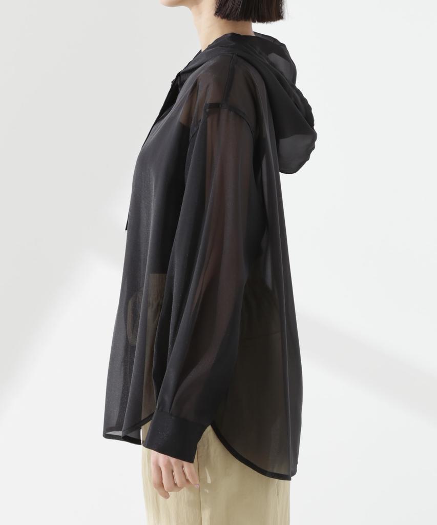 Nano Universe Sheer Hooded F Women's Shirt, 030, White, 673-5120316