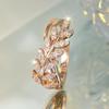 Anelli vintage con foglia di zircone bianco per donna, anello di fidanzamento di lusso color oro rosa per matrimonio