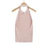 Spicy Retro Cable Knit Halter Backless Tank - Women's Autumn/Winter Slim Fit Sleeveless Top