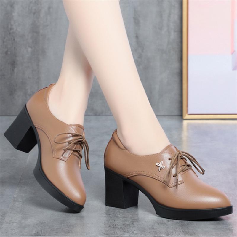 Fashion AIYUQI Women Shoes Dress Genuine Leather 2024 New Lace-up High-heel Shoes Women Spring Large Size Fashion Ladies Shoes