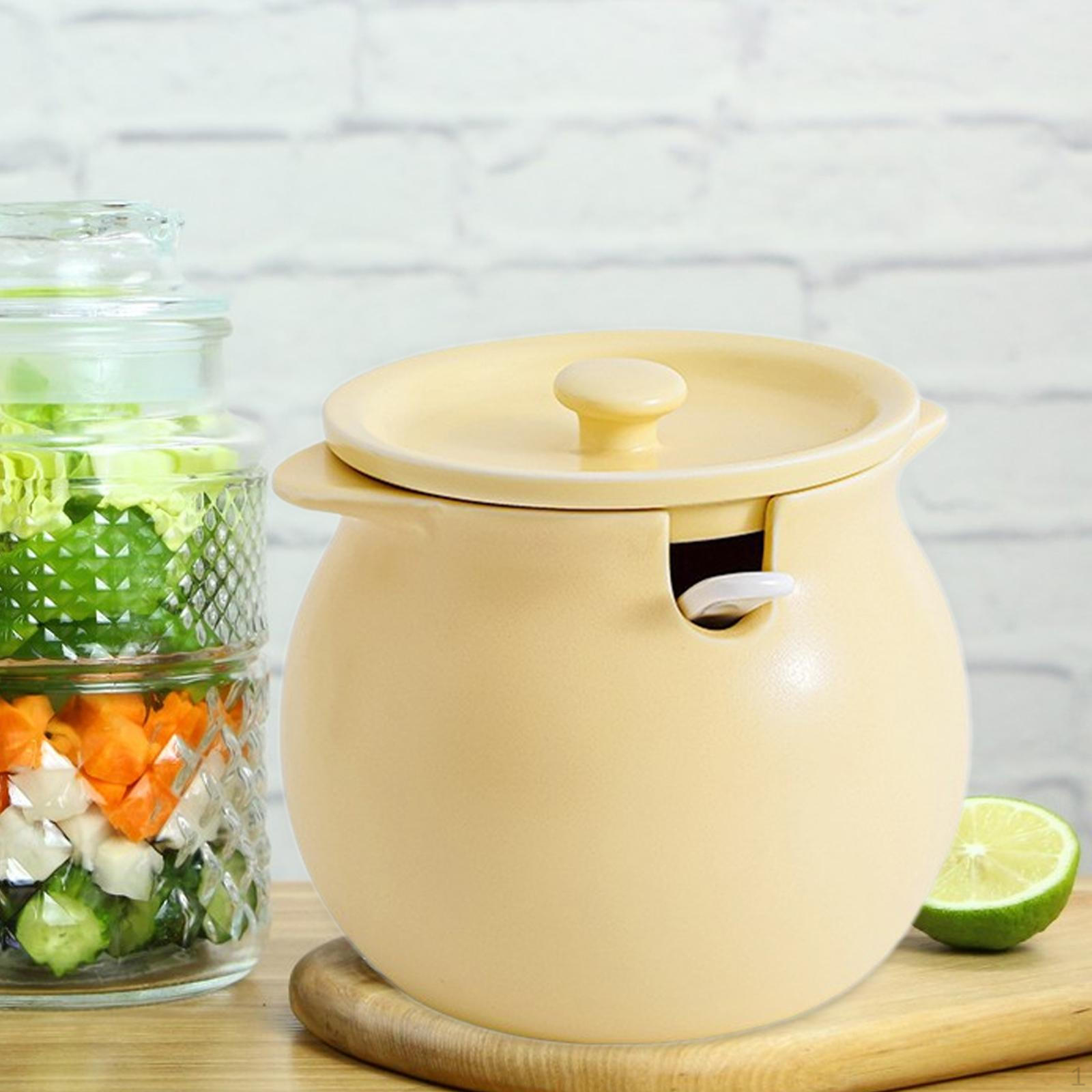 

Елегантний керамічний набір кухонних каністр з ложкою - стильна банка для зберігання приправ L жовтий