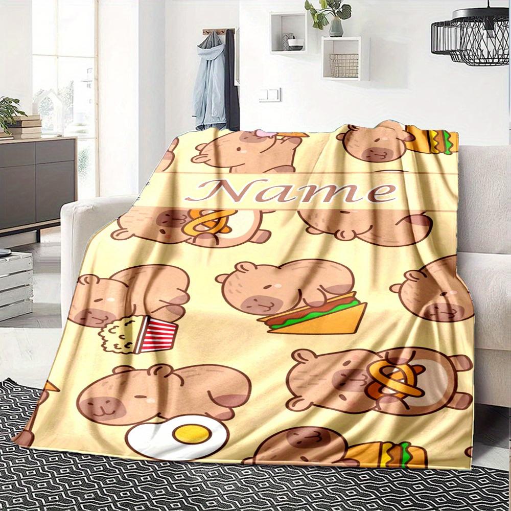 Cute Bears Eating Food Home Customization Blankets Comfortable Soft Lightweight Multiseasonal Blanket For Picnics Sofas Offices Beds Living Rooms