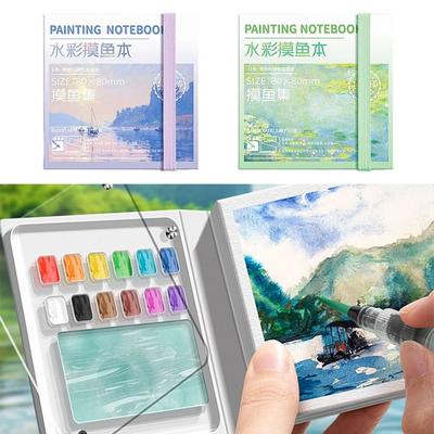Grid Paint Box Tearable Painting Book Travel Watercolor Palette Paint Palette Notebook
