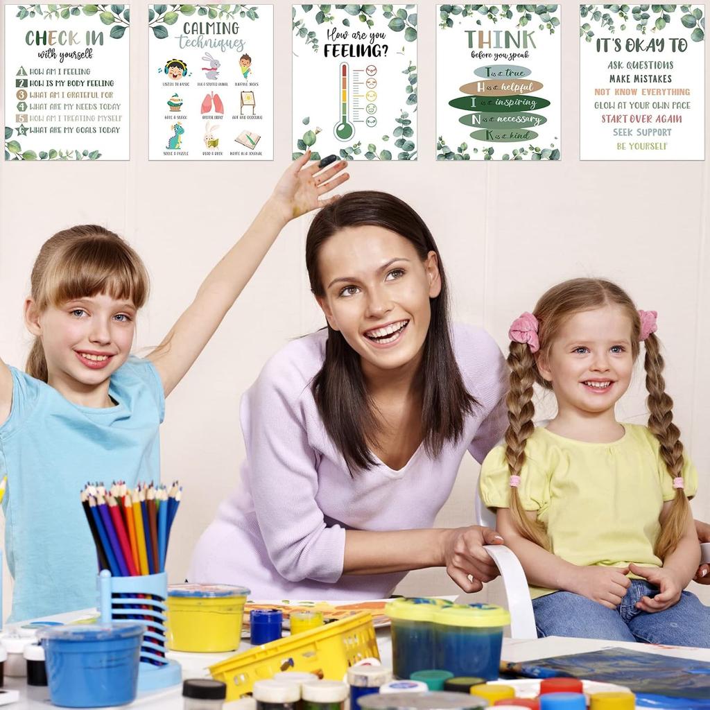 Harloon 20 Pcs Calming Corner Classroom Posters Mental Health Posters Therapy Office Feelings Chart Home Preschool Elementary Classroom Educational