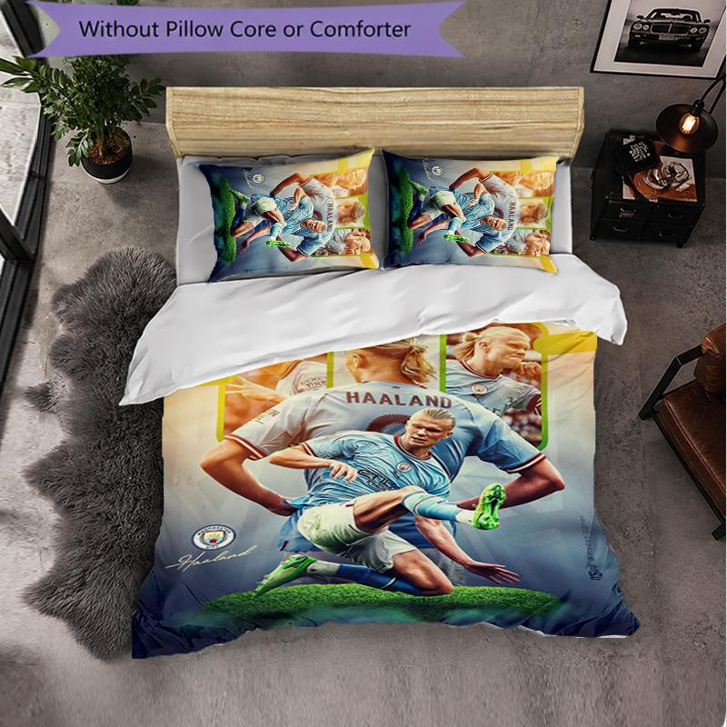 Biancheria da Letto a Tema Erling Haaland Set 3 Pezzi Copripiumino Biancheria da Letto Decorativa Per Stanza Adolescenti Decorazione Casa