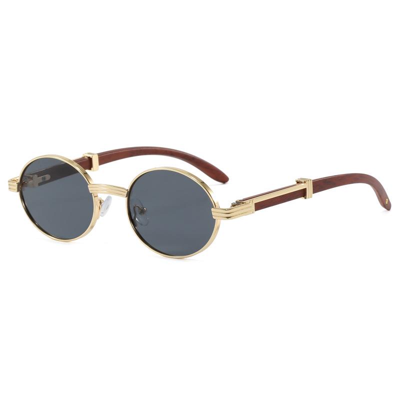 

Retro Faux Wood Grain Oval Sunglasses - Unisex Fashion Accessory
