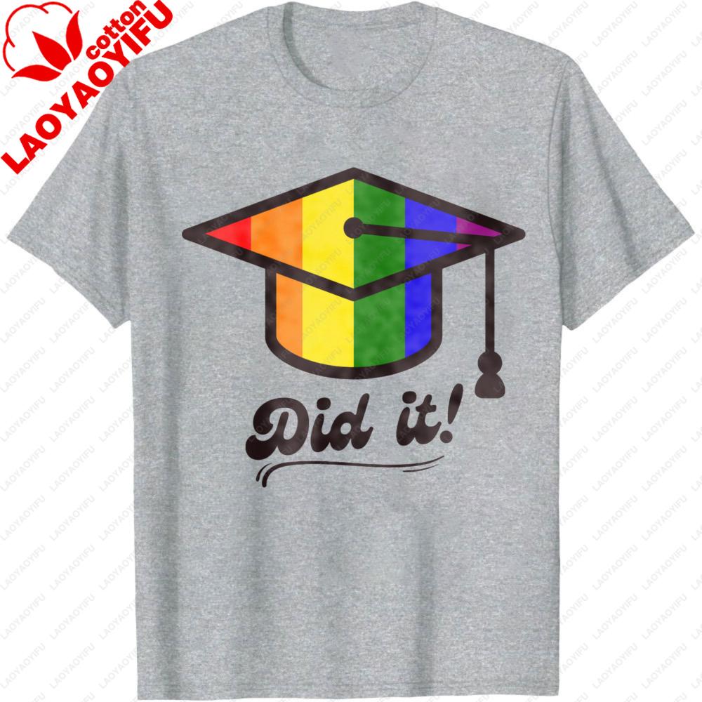 

Rainbow Graduation Cap TShirt LGBT Pride Gift Unisex Oneck Short Sleeve Tees Summer Casual Shirt Trending Fashion Tops 4XL