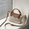 Small Handwoven Duffle Bag With Zipper Closure For Commute
