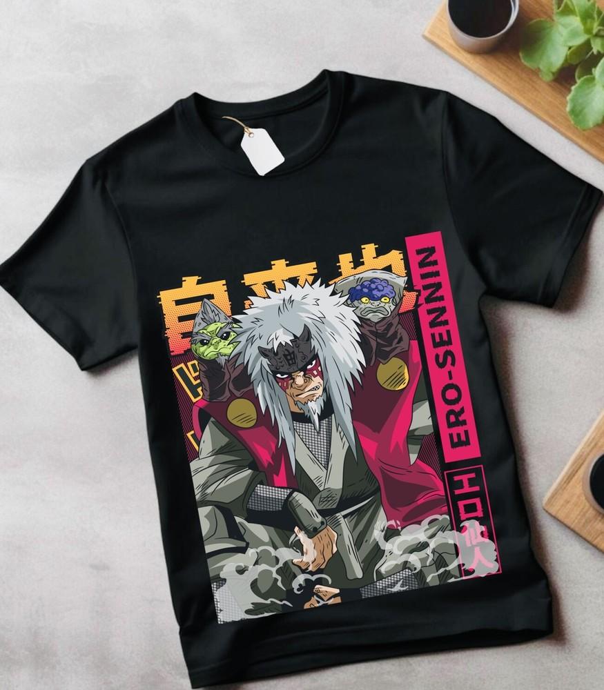 

Jiraiya T-Shirt Naruto Rasengan Itachi Uchiha Horror Anime Black Shirt All Size M