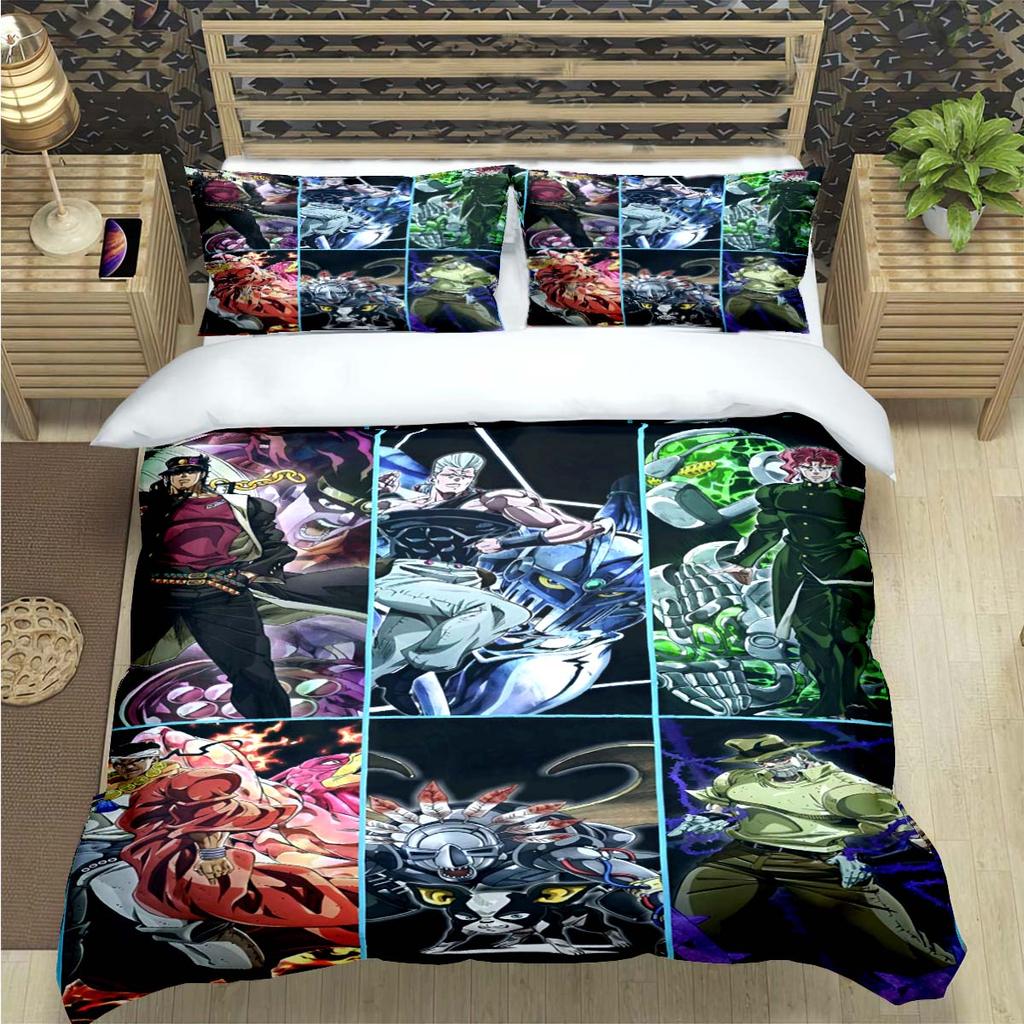 Beliebte Cartoon J-Jojo’S Bizarre Adventureprint Bettwäschesets Bettzubehörset Bettdeckenset Teenager Mädchen Einzelbett Einzelbett Kindergeschenk