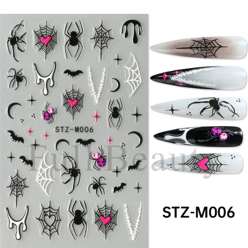 New nail art stickers Halloween micro-engraved love spider web spider skull funny cartoon nail art stickers