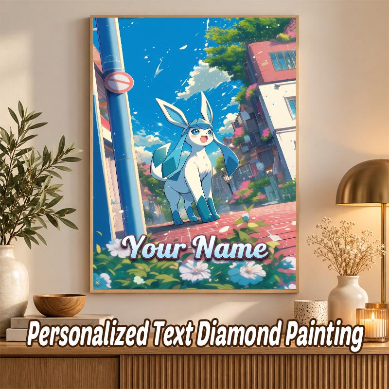 Glaceon Custom Name Diamond Painting Personalized 5D Full Drill DIY Diamond Art Home Decor
