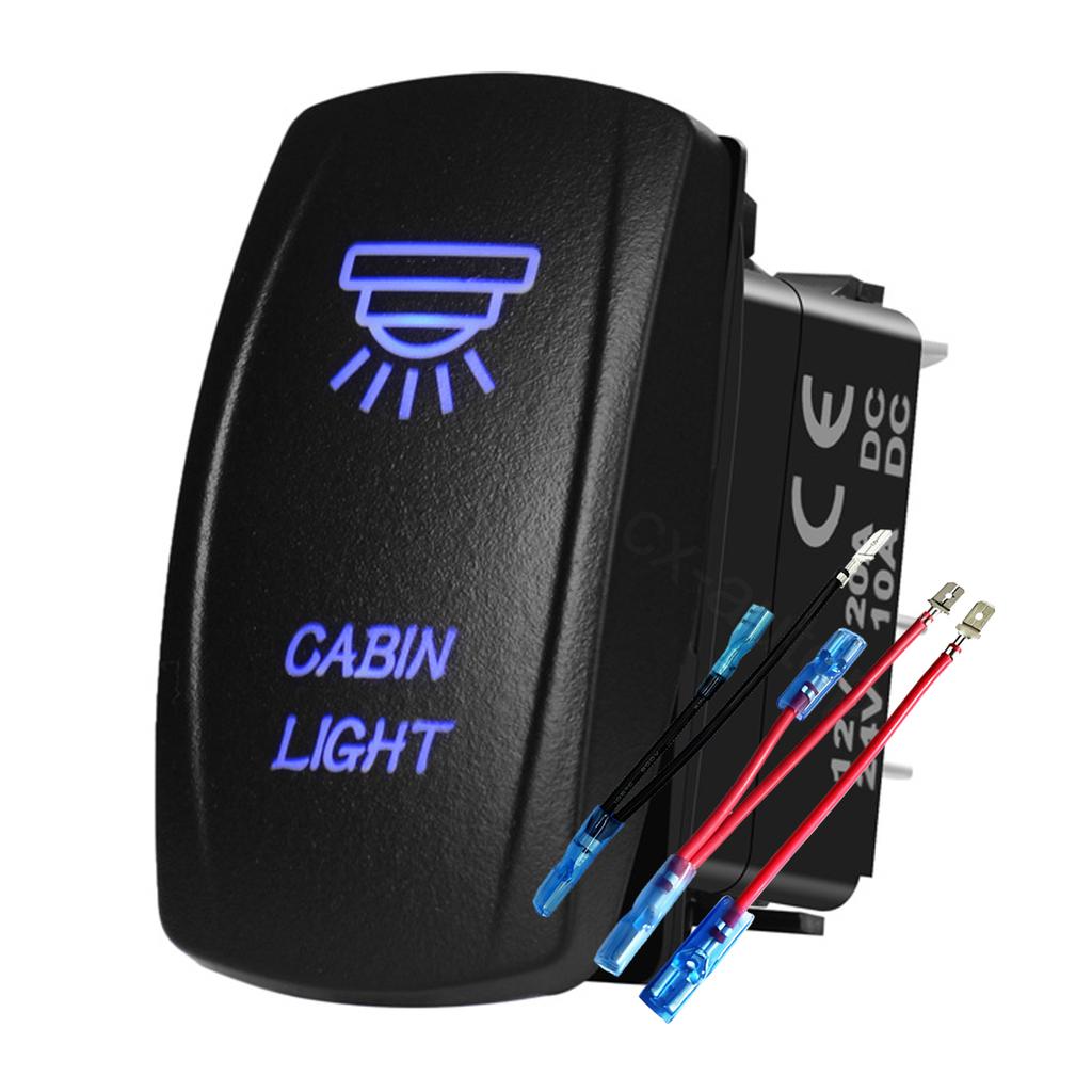 12V 24V Boat Trim Tabs Switch (ON)-OFF-(ON) Momentary Rocker Switch Waterproof Blue Light ON-OFF Toggle Switch With Harness Switches4