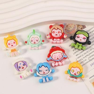 Cartoon Girl Resin Accessories: Cute Sitting Pose DIY Phone Case, Keychain, and Headwear Components