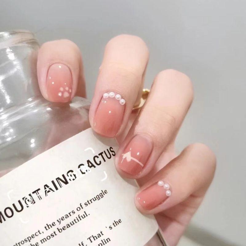 

Sweet Soft Cat Cat s Paw Sweet Gradient Heart Handmade Manicure Wear Nail White Cute Nail Stickers Sweet soft meow [short Square] extra small XS