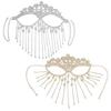 Indian Tassels Veil Mask for Face Women Rhinestones Face Mask Masquerade Dance