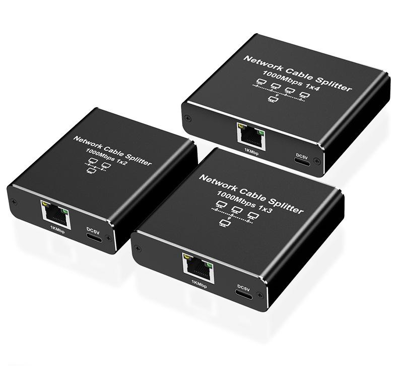 RJ45 Gigabit Network Splitter: 1-to-2/4-Port Network Cable Sharing Switch