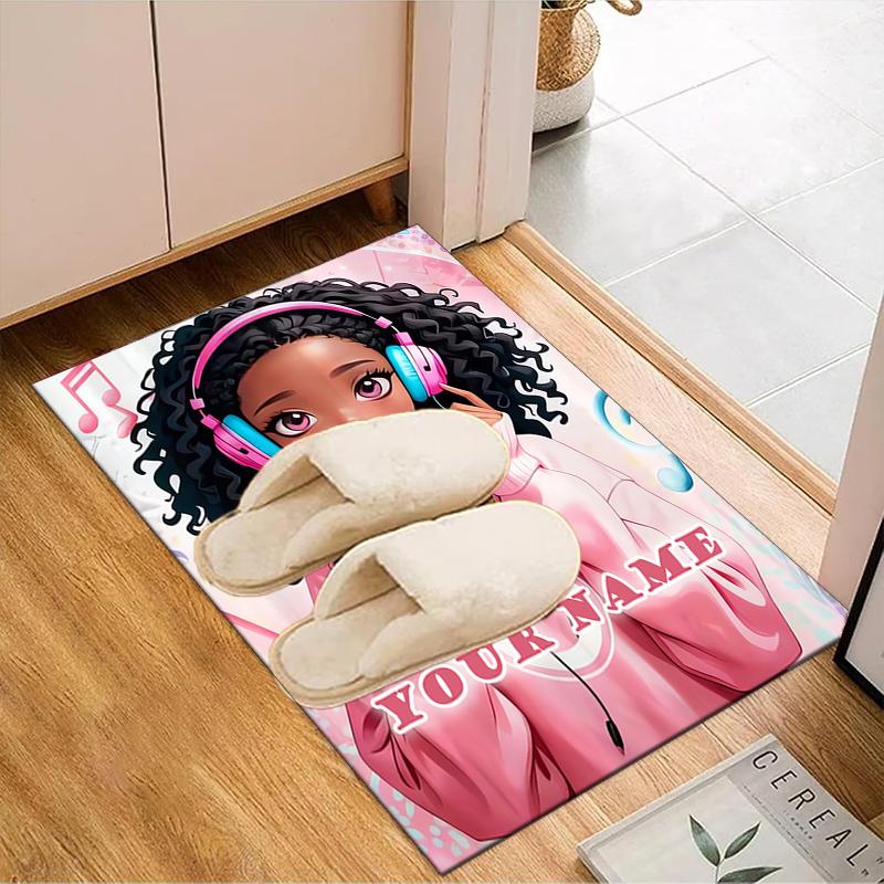 1PC Custom Name Music Dreams Pink Theme Floor Mat Ideal for Living Room, Game Rooms, Office, Bedroom,Floor Mat Playful Design