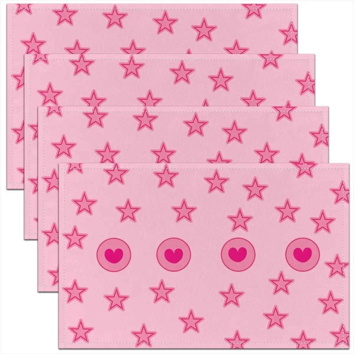 

Pink Grid Ripple Dot Bow Dining Mat Cute Fashionable Women s Tableware Insulation Mat Party Daily Use Home Decoration 1PC-32x42cm