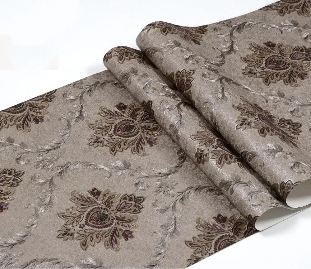 European 3D Damascus Wallpaper Sticker - Modern Damask Floral Wall Paper Background el Loft Wallcovering Mural Pvc Waterproof