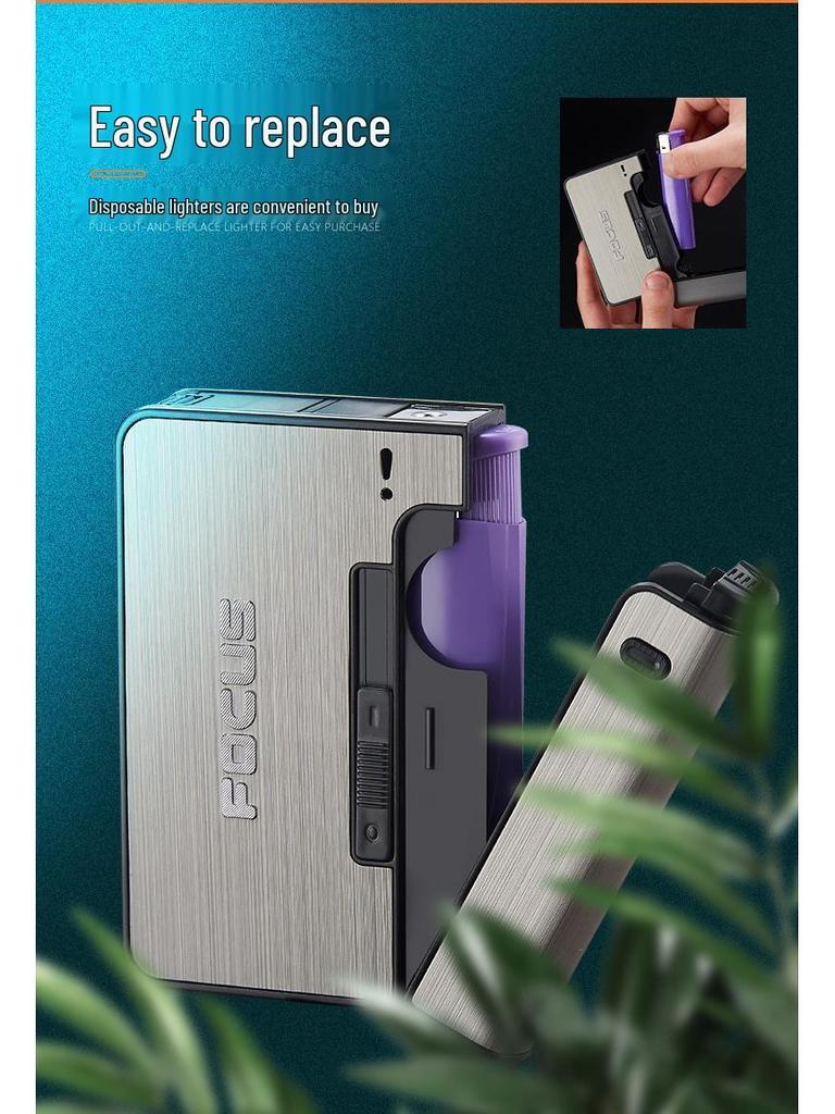 Focus YH001 Portable Cigarette Case with Replaceable Lighter - Creative, Separable Design
