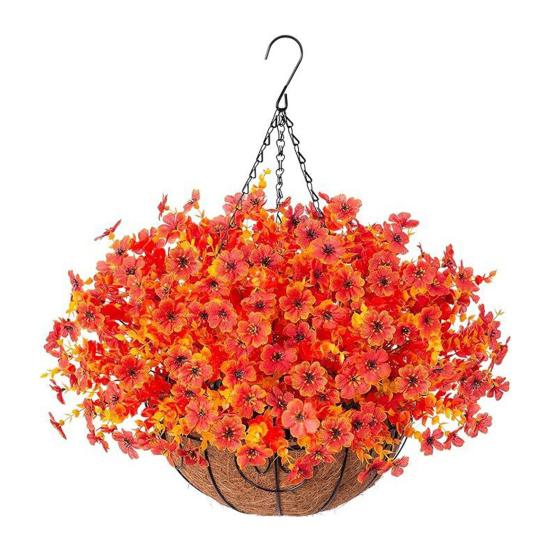 Hängender Herbst-Kunstblumenkorb UV-beständig Außen Garten Hof Terrasse Veranda