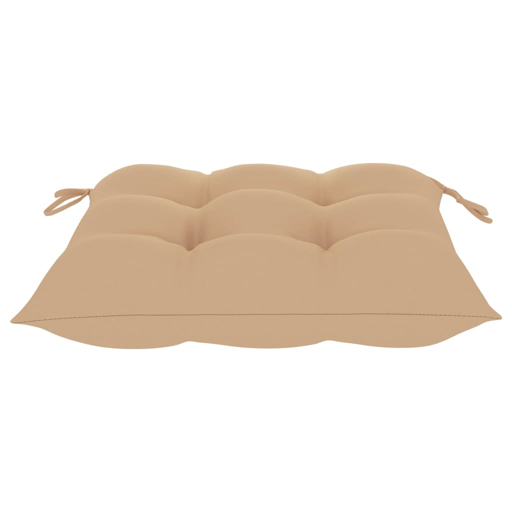 Garden Chairs with Beige Cushions 6 pcs Solid Teak Wood