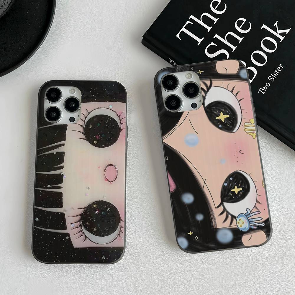 Comic Girl For IPhone 17 16 15 Plus Pro Max 12 14 Plus 11 13 Wave Corrugated Stripe Funda Phone Cover