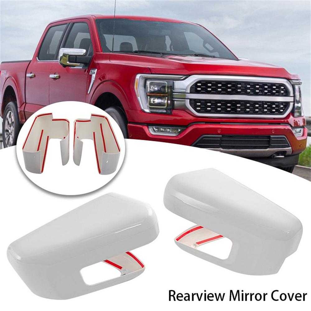 

For 2021-2026 Ford F150 Mirror COVERS OVERLAYS W/Turn Signal Hole White