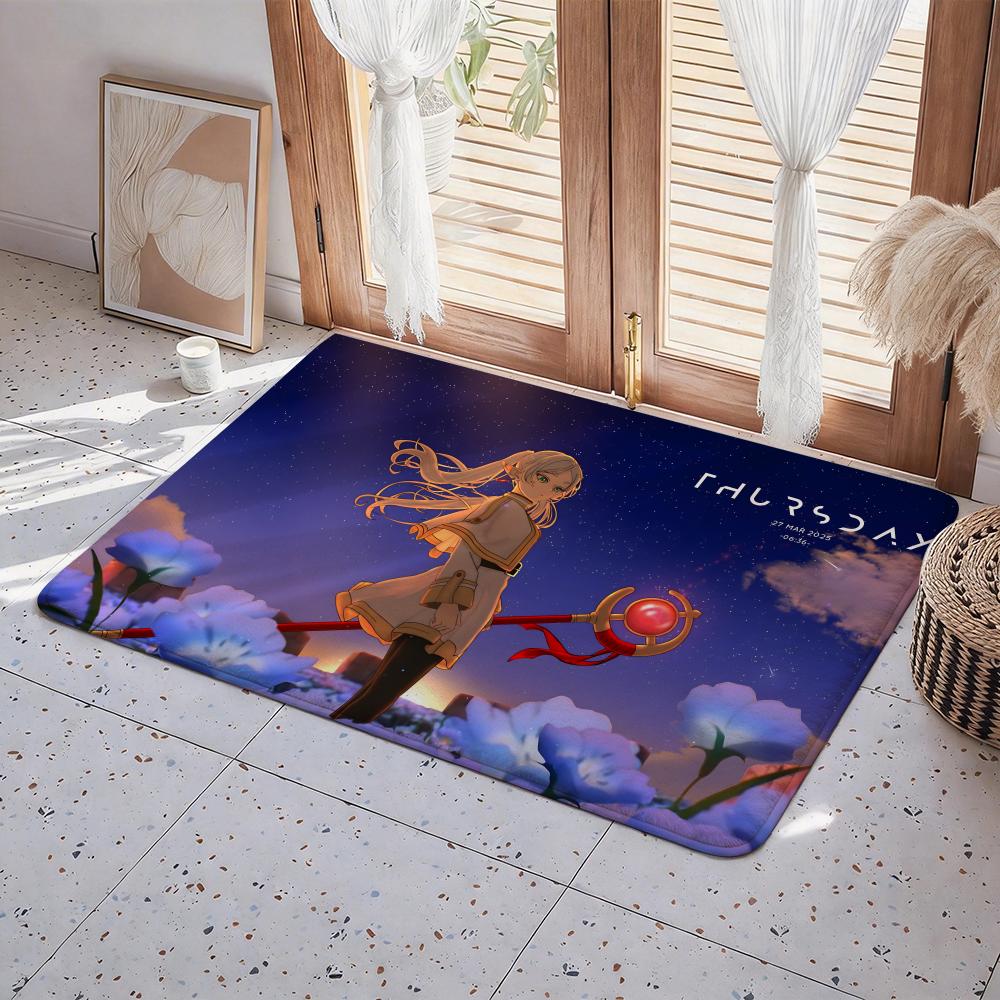 Anime Frieren: Beyond Journey's End Floor Mat Eco Flannel Doormat Non Slip Odorless Indoor Floor Rug Soft Short Plush Home Mat