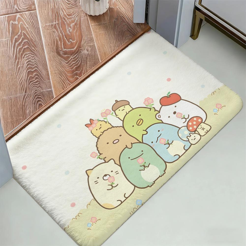 Kwaii Anime S-Sumikko Gurashi Floor Mat Cozy Flannel Soft Thick Non-Slip Mat For Living Room Bedroom Kitchen Decor Rugs
