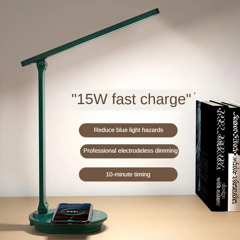 TB-88SWK Dimmable Touch LED Desk Lamp with Wireless Phone Charger,USB Powered Study Light