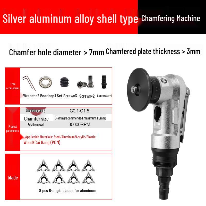 Compact Pneumatic Chamfering Tool - Handheld C & R Angle Deburrer for Woodworking Edge and Burr Removal