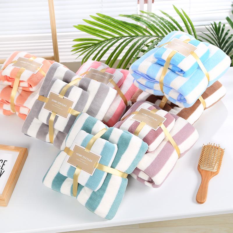 Coral Fleece Hemming, Wide Strip Towel, Towel Combination, Mother and Child Towel, High-density Water Absorption, Enlarged and Thickened