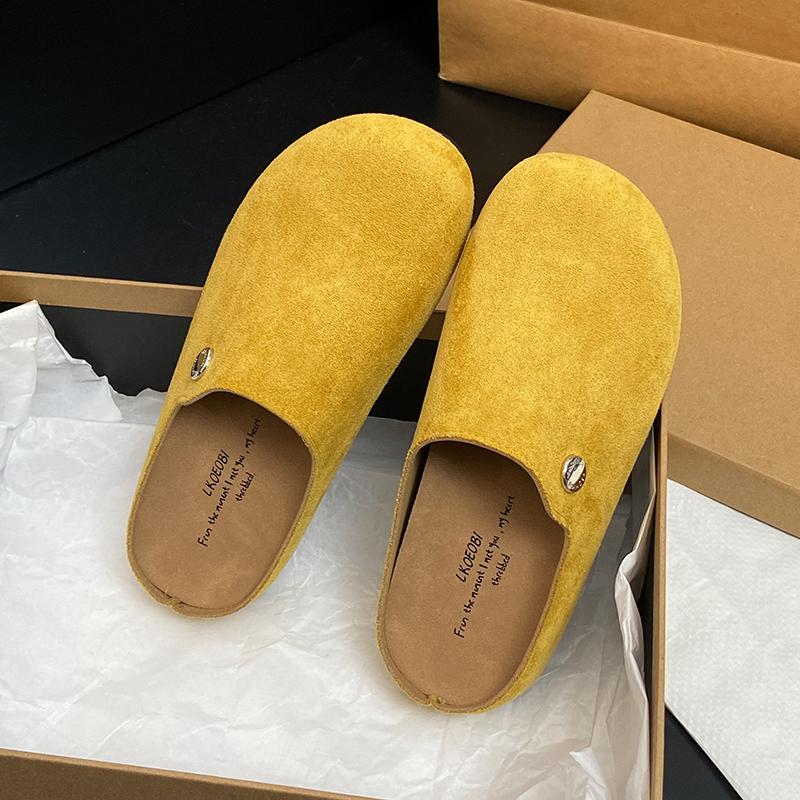 Fashion CRLAYDK Women's Footbed Mules Backless Slip On Casual Soft Suede Leather Shoes Comfortable Indoor and Outdoor Walking Slippers